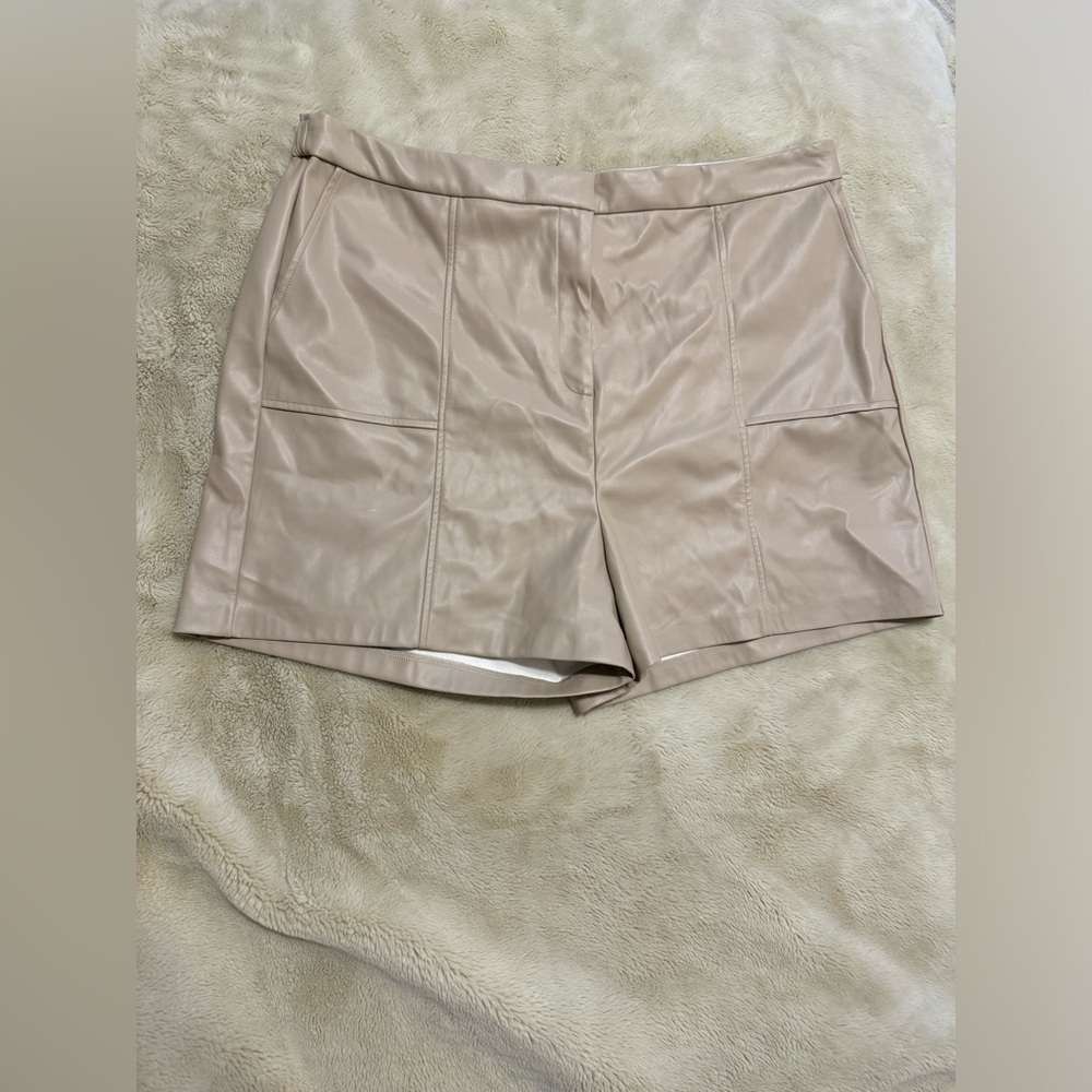 Halogen faux, leather shorts